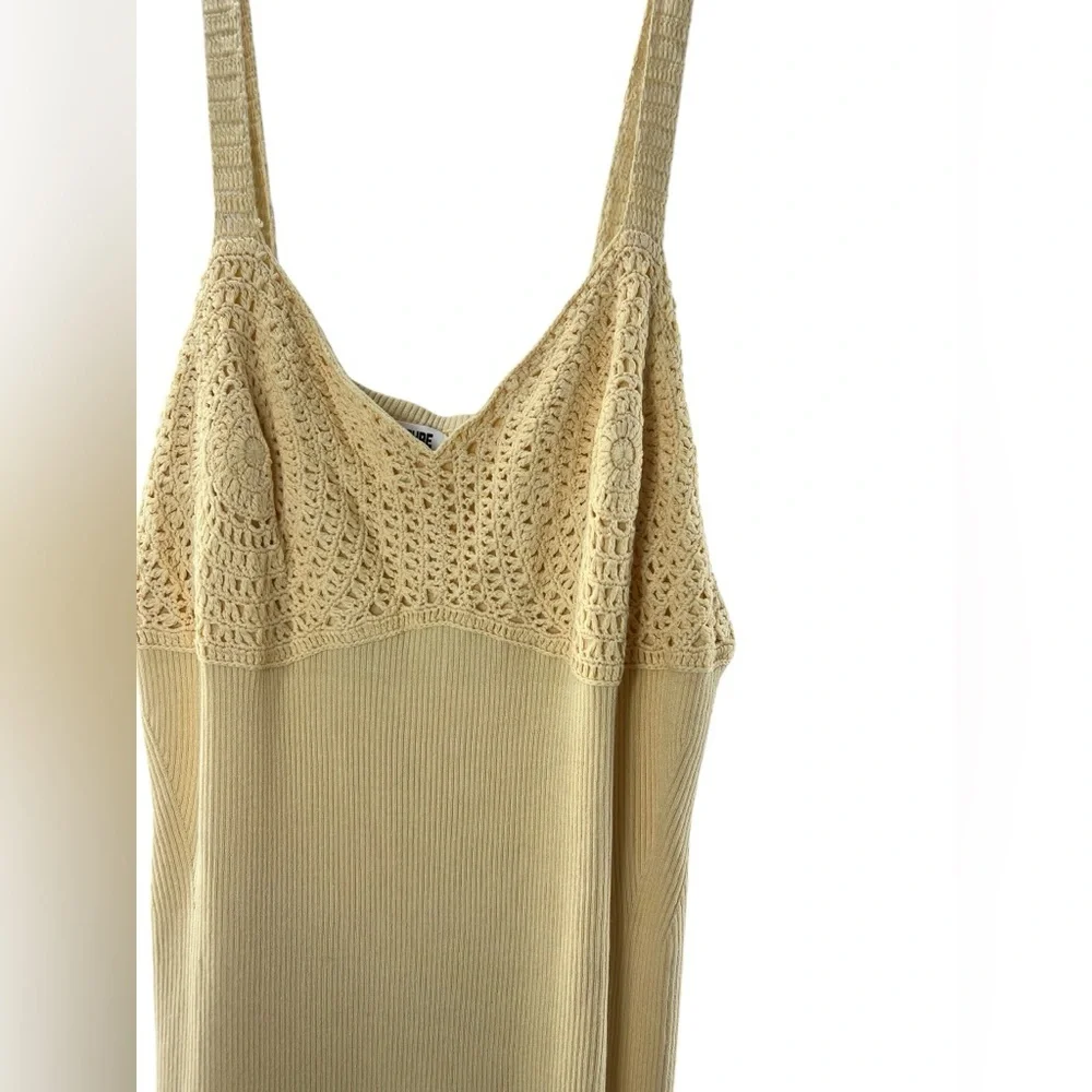 NET Future Collection Ribbed Crochet Gold Knit Midi Dress - Picture 2 of 5